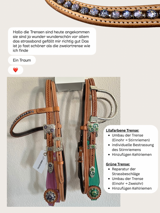 Strass Stirnriemen und Trensenreparatur/ -umbau
