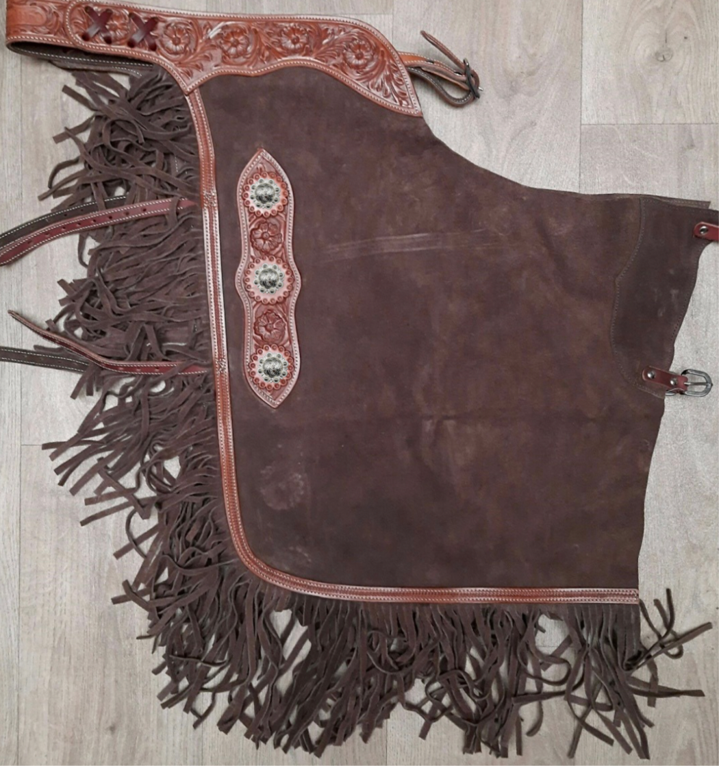 Western Chink Chaps WILDLEDER braun mit Conchos