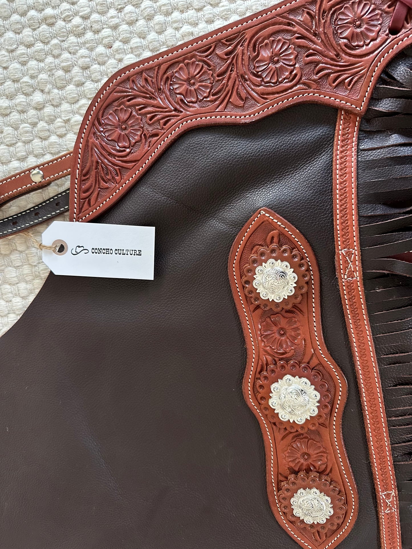 Western Chink Chaps GLATTLEDER mit Conchos