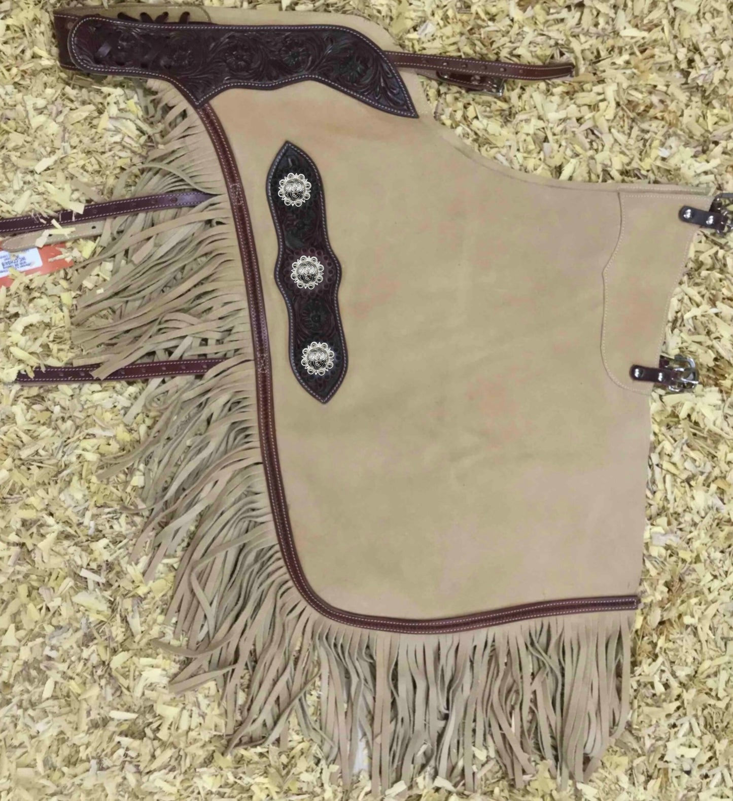 Western Chink Chaps WILDLEDER beige mit Conchos