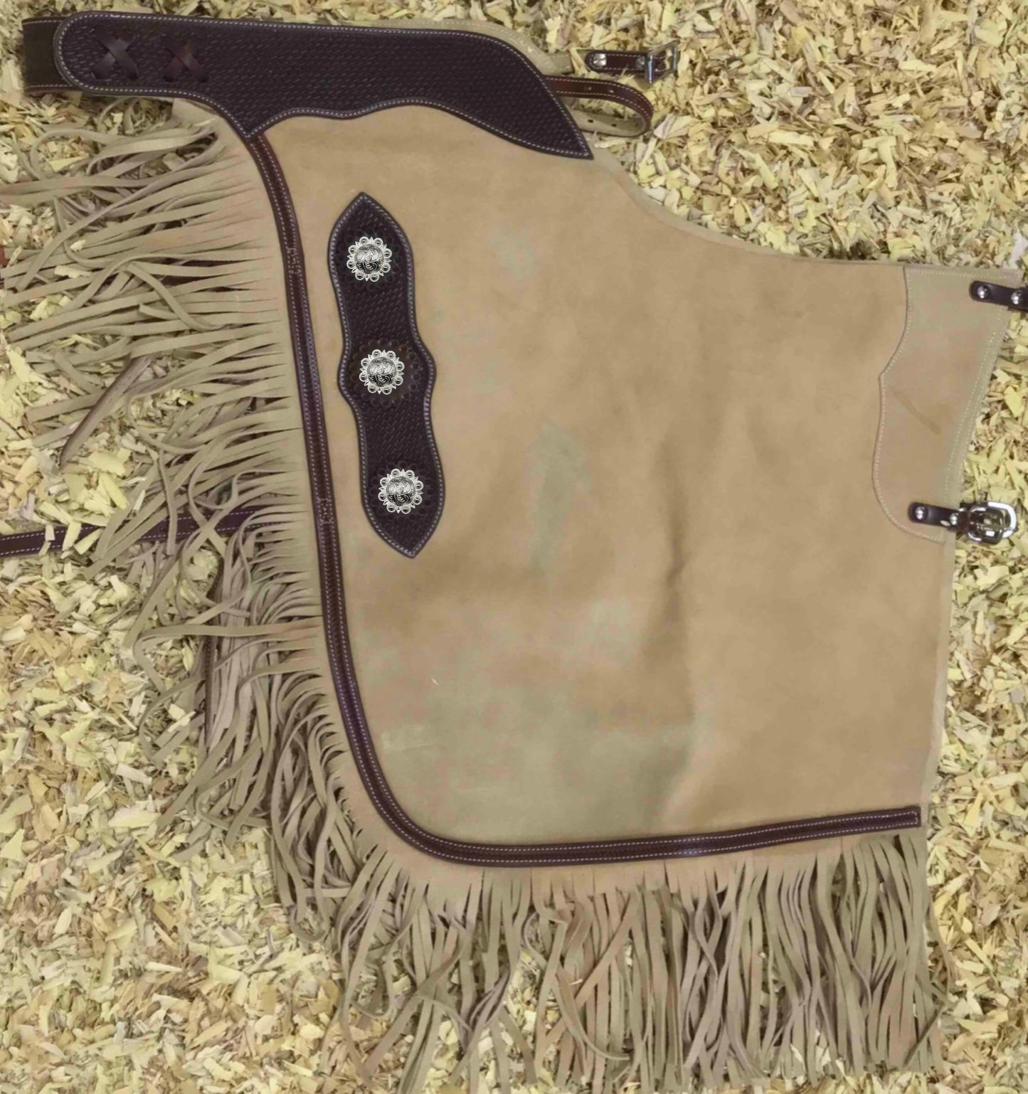 Western Chink Chaps WILDLEDER beige mit Conchos