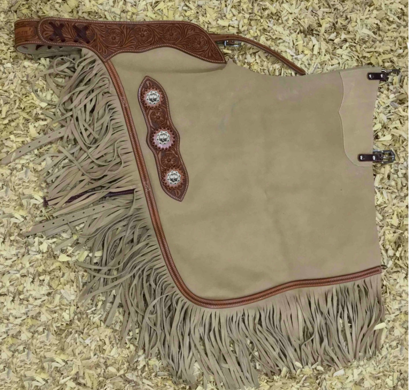 Western Chink Chaps WILDLEDER beige mit Conchos