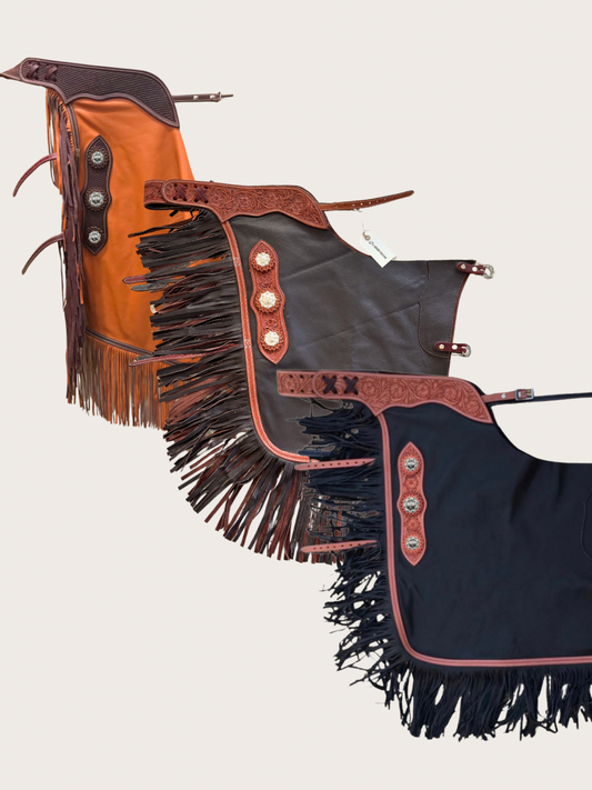 Western Chink Chaps GLATTLEDER mit Conchos