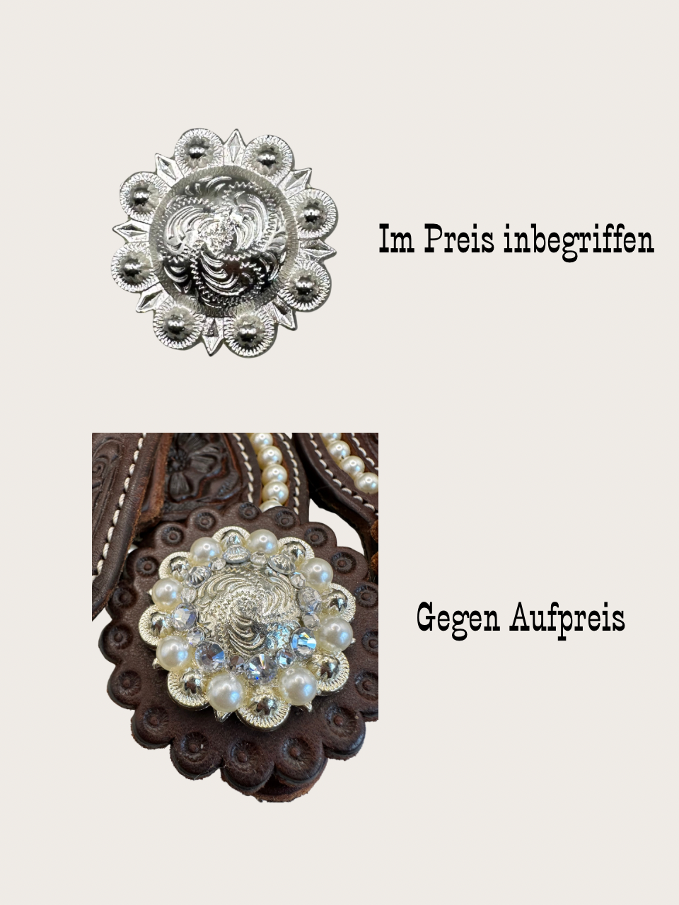 Western Chink Chaps GLATTLEDER mit Perlenverzierung und Conchos