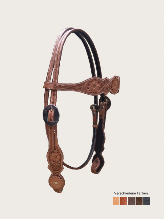 Scalloped Kopfstück Western mit Stirnriemen