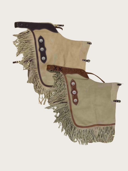 Western Chink Chaps WILDLEDER beige mit Conchos