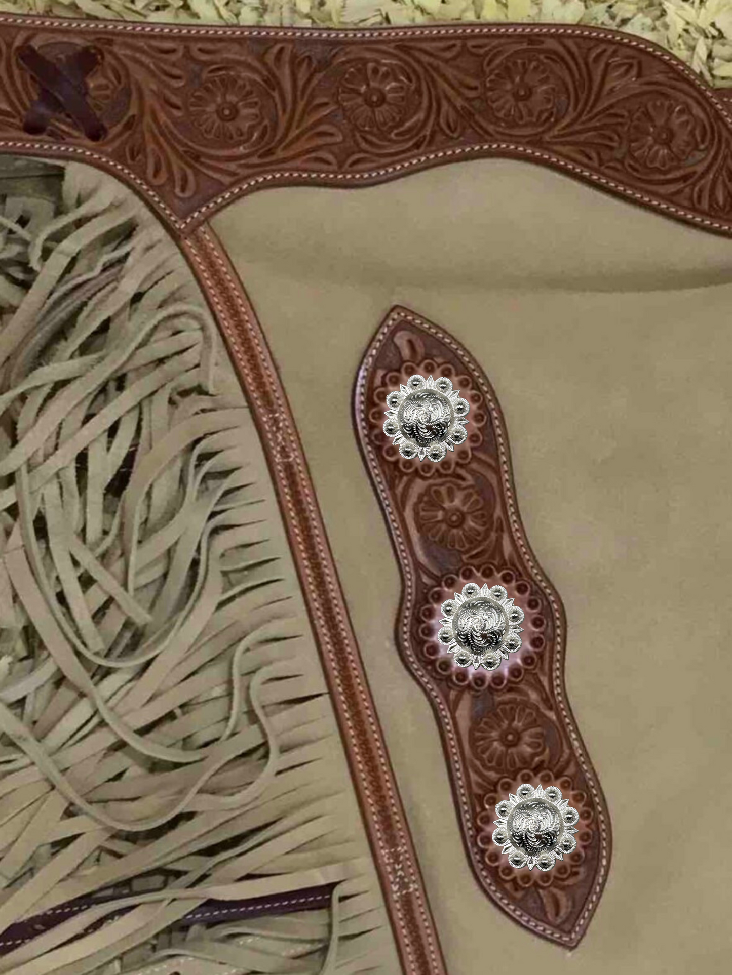 Western Chink Chaps WILDLEDER beige mit Conchos