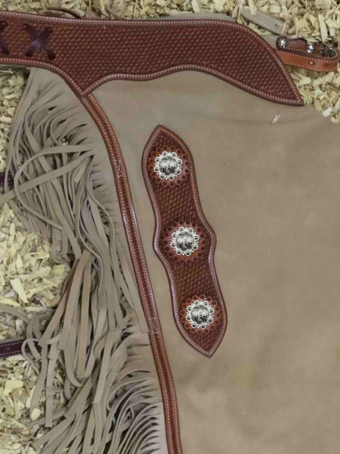 Western Chink Chaps WILDLEDER beige mit Conchos