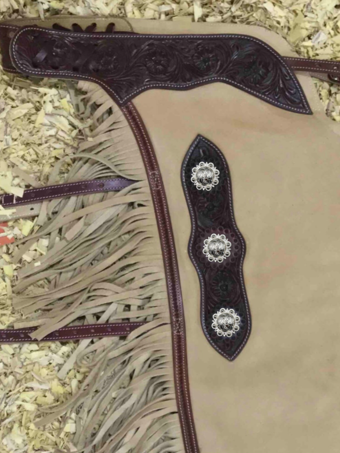 Western Chink Chaps WILDLEDER beige mit Conchos