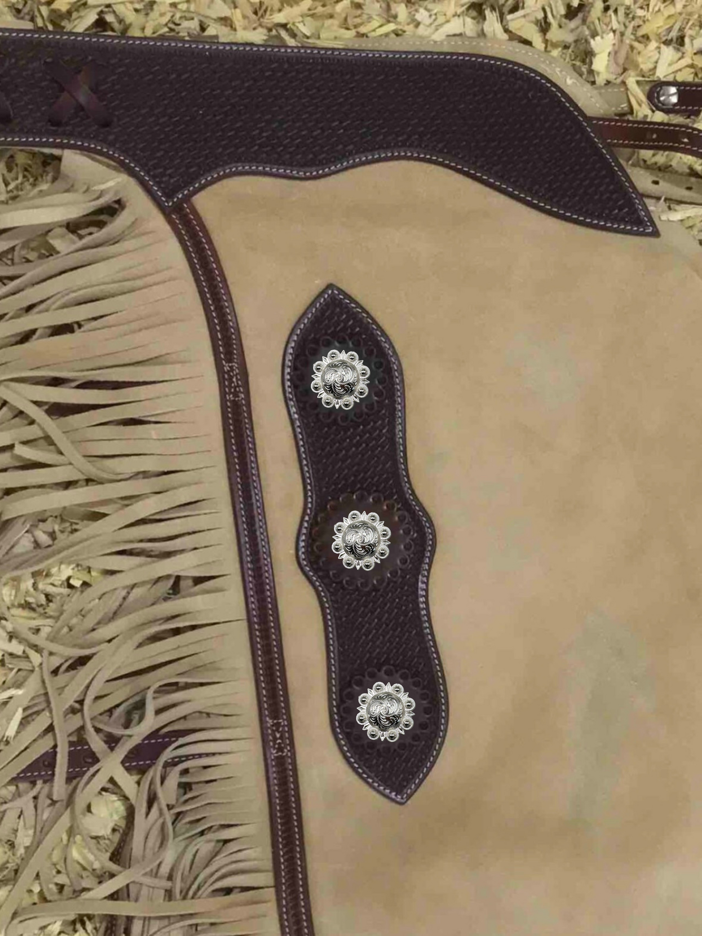 Western Chink Chaps WILDLEDER beige mit Conchos