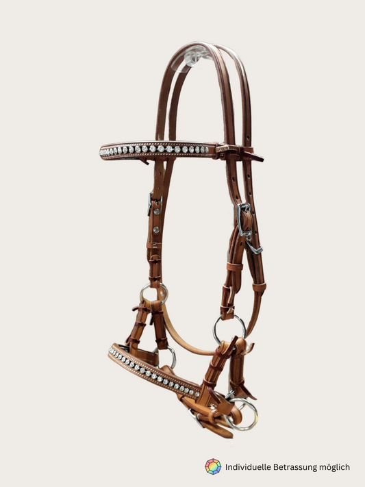 Sidepull mit Stirnriemen und Strass Western