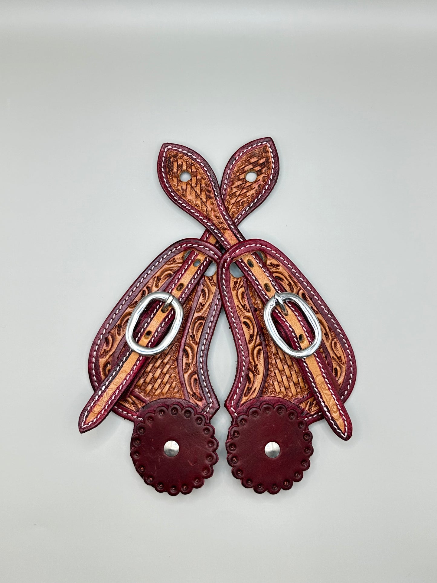 Sporenriemen Zweifarbig Damen Western - Combi Punzierung