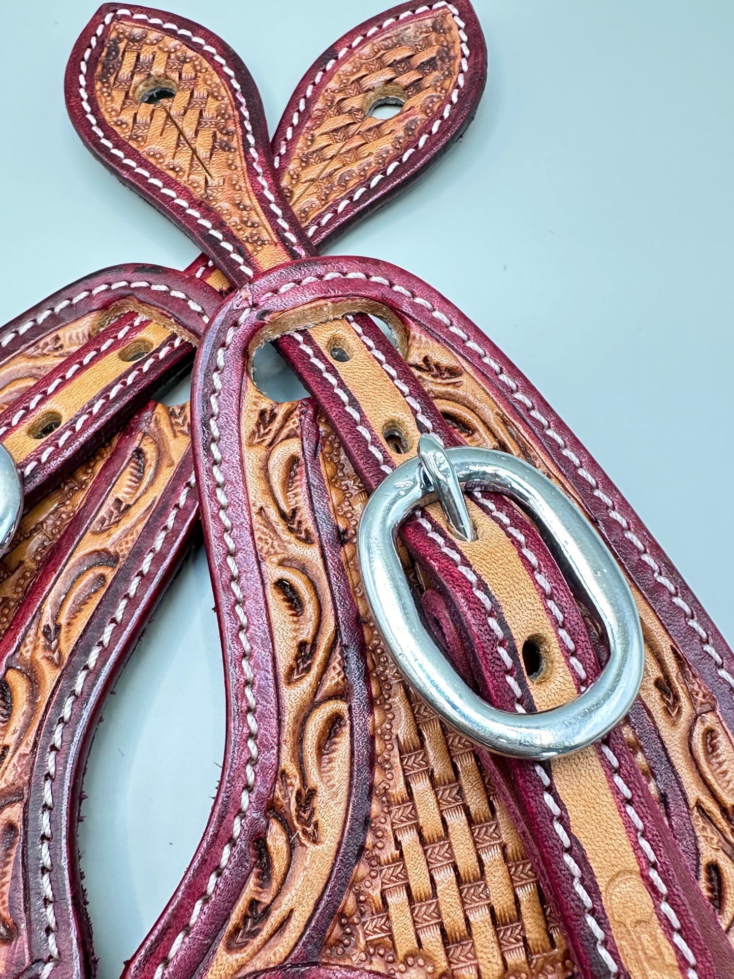 Sporenriemen Zweifarbig Damen Western - Combi Punzierung